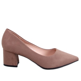 Czółenka na niskim obcasie Farrin Khaki brązowe