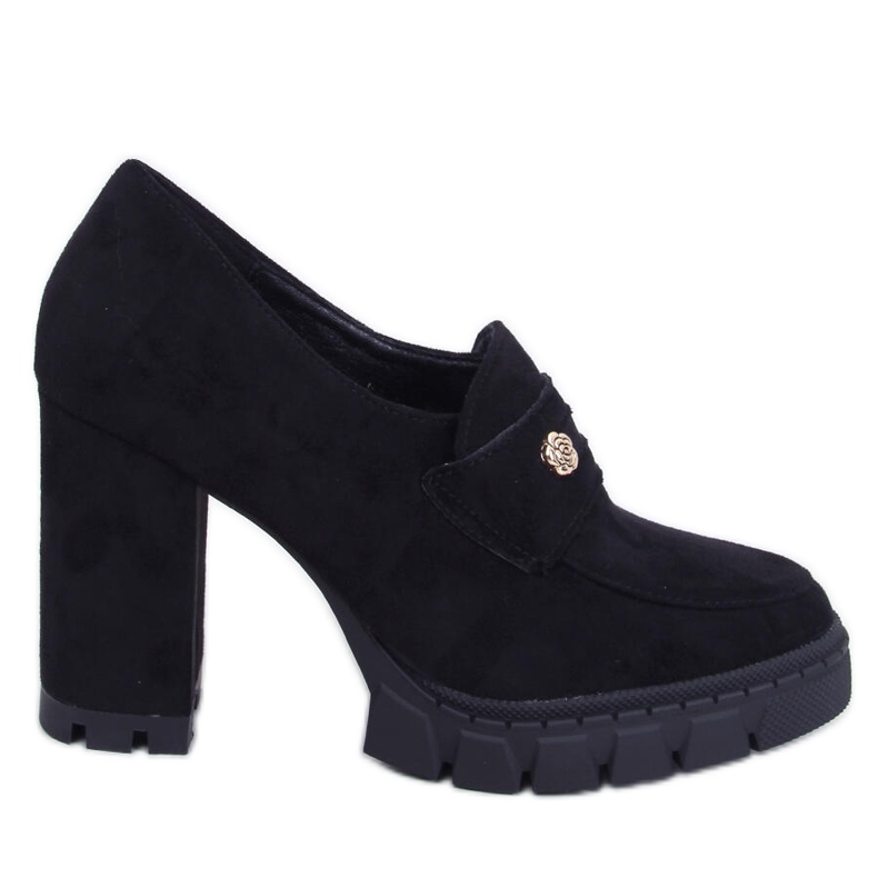 Mokasyny na obcasie i platformie Lains Black czarne