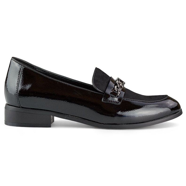 Lakierowane czarne półbuty damskie klasyczne