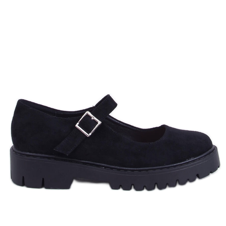 Baleriny na platformie z paseczkami Holmess Black czarne