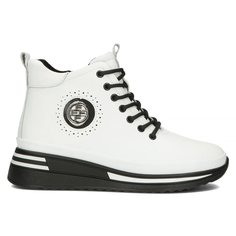 Skórzane botki na platformie Filippo DBT4215/24 Wh białe