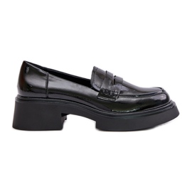 S.Barski Lakierowane Mokasyny Loafersy Damskie D&A JC42-62 Czarne