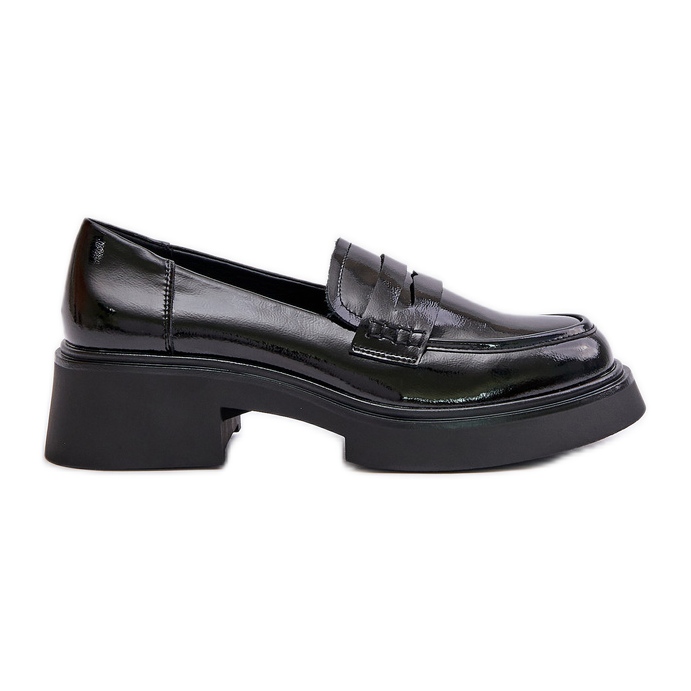 S.Barski Lakierowane Mokasyny Loafersy Damskie D&A JC42-62 Czarne