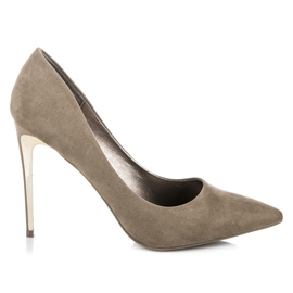 Seastar Zamszowe Czółenka Na Szpilce szare