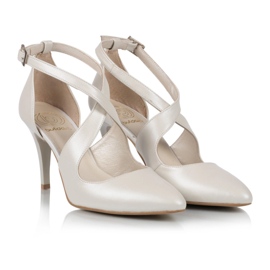 BUTDAM Szpilki taneczne Xena z czubatym noskiem z paskami beżowy