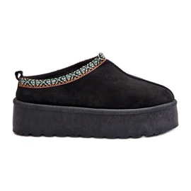 Kapcie Damskie Na Platformie Z Haftem Czarne Neroma