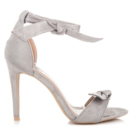 Vices Sandałki na szpilce z wiązaniem szare