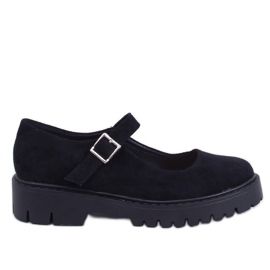 Baleriny na platformie z paseczkami Holmess Black czarne