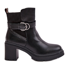 Botki Damskie Na Obcasie Słupku Ocieplane Na Zamek Czarne Inabelle