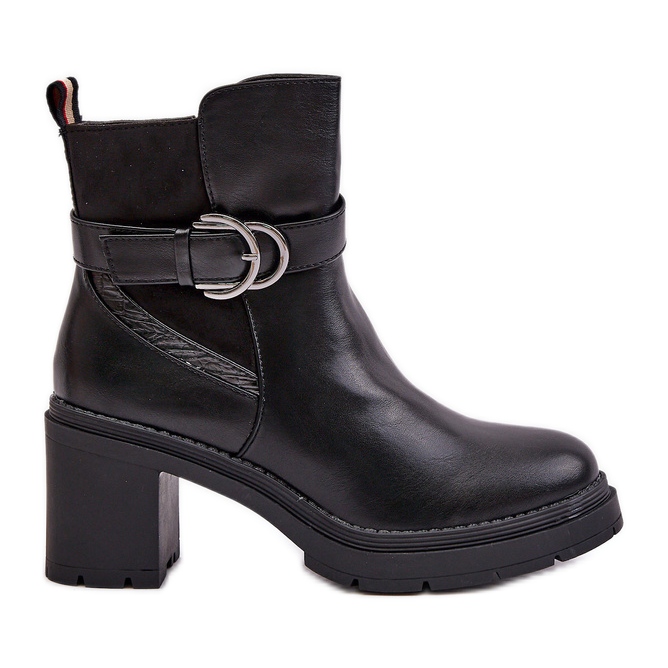 Botki Damskie Na Obcasie Słupku Ocieplane Na Zamek Czarne Inabelle