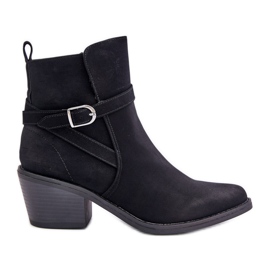 Botki Kowbojki Na Obcasie Z Noskami W Szpic Ocieplane Na Zamek Czarne Glamer