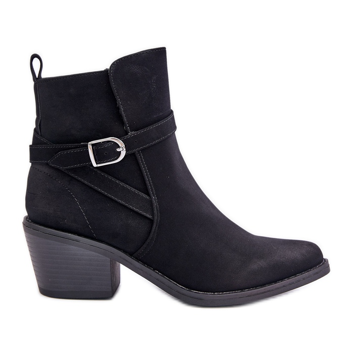 Botki Kowbojki Na Obcasie Z Noskami W Szpic Ocieplane Na Zamek Czarne Glamer