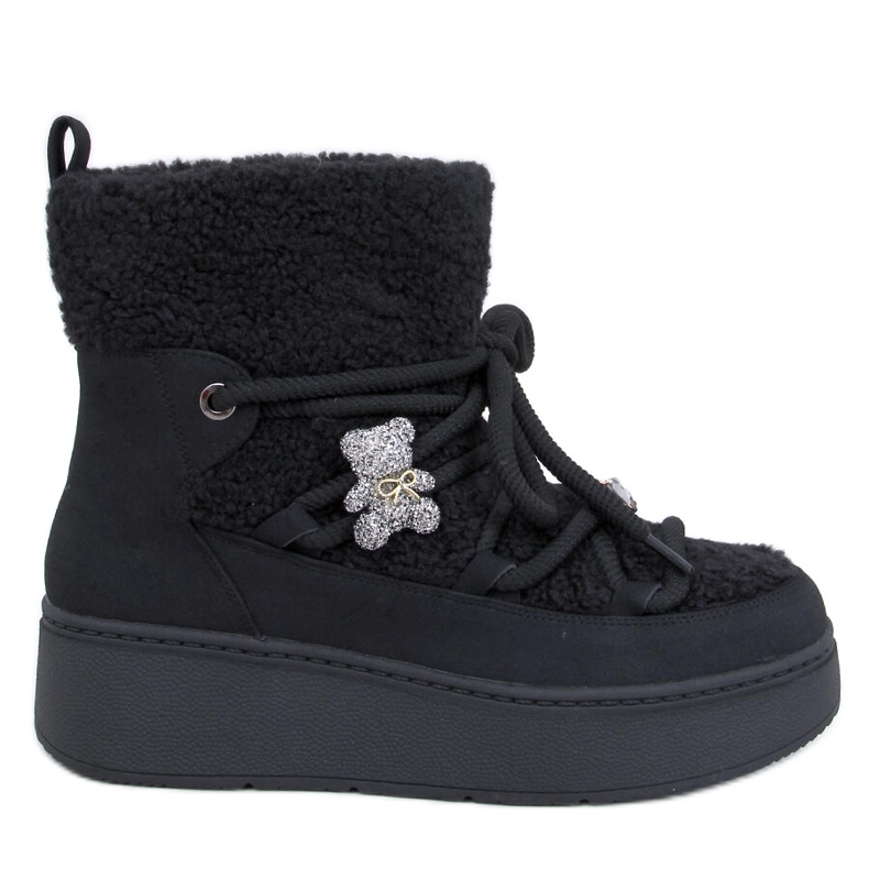 Botki śniegowce z barankiem Remati Black czarne