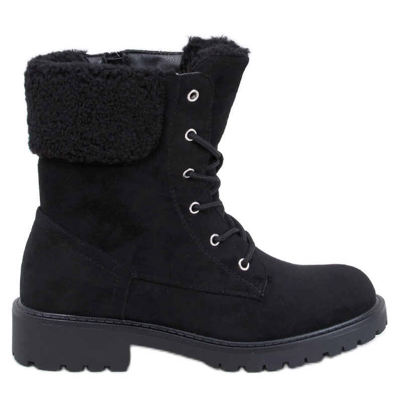 Botki sznurowane z barankiem Barkoi Black czarne