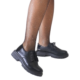 Czarne casualowe sznurowane półbuty z eko-skóry Kalila