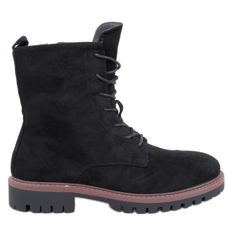 Botki sznurowane zamszowe Simmer Black czarne