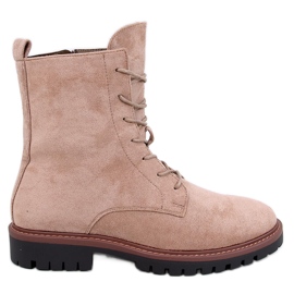 Botki sznurowane zamszowe Simmer Khaki beżowy