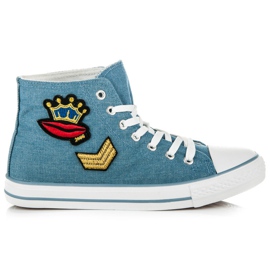 Wysokie Tenisówki Na Wiązanie niebieskie