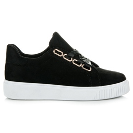 Ideal Shoes Trampki wiązane wstążką czarne