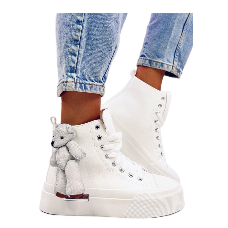 Trampki z misiem Rooks White - Inello białe