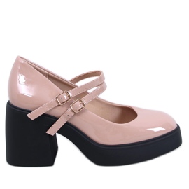 Czółenka na szerokim obcasie Lorai Khaki - Inello beżowy