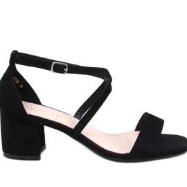 Sandałki na niskim obcasie Black czarne