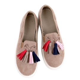 Trampki jesienne z frędzlami Khaki beżowy