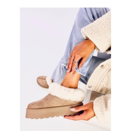 Śniegowce krótkie z futerkiem Yogi Khaki - Inello beżowy