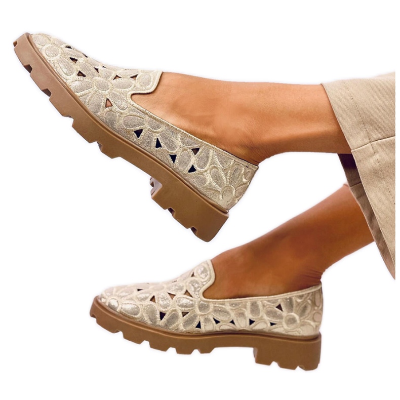 Mokasyny ażurowe Gold beżowy