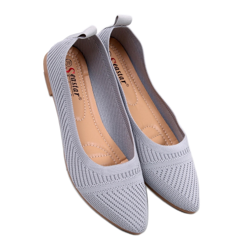 Baleriny z tkanego materiału Grey szare