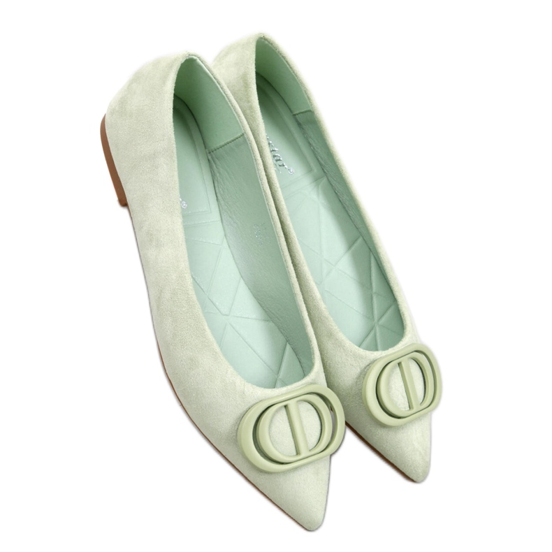 Baleriny z migdałowymi noskami Green zielone