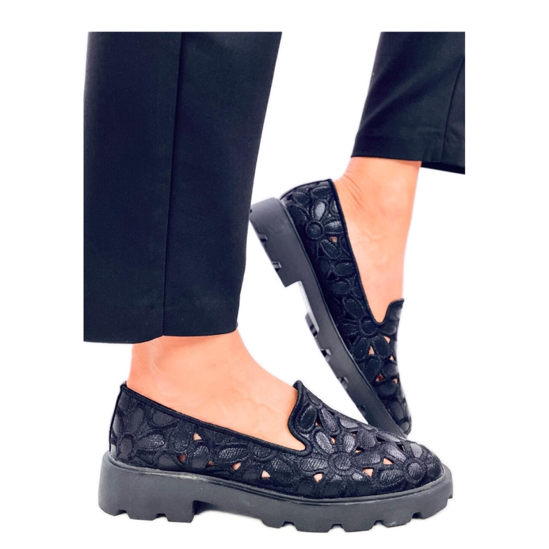 Mokasyny ażurowe Black czarne