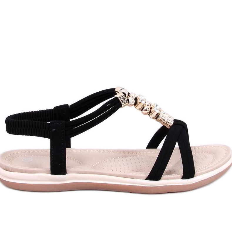 Sandałki z ozdobnymi cyrkoniami Black czarne