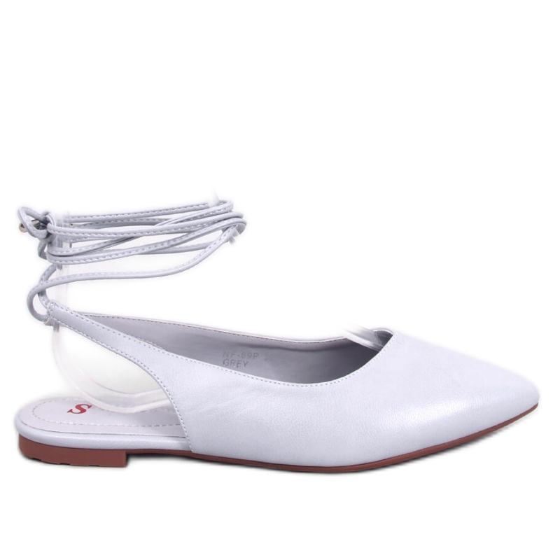 Baleriny z odkrytą piętą wiązane Grey szare