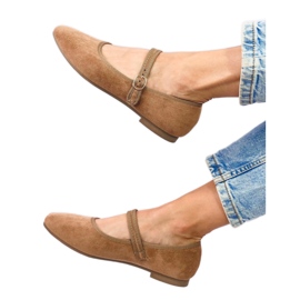 Baleriny w stylu Mary Jane Khaki brązowe