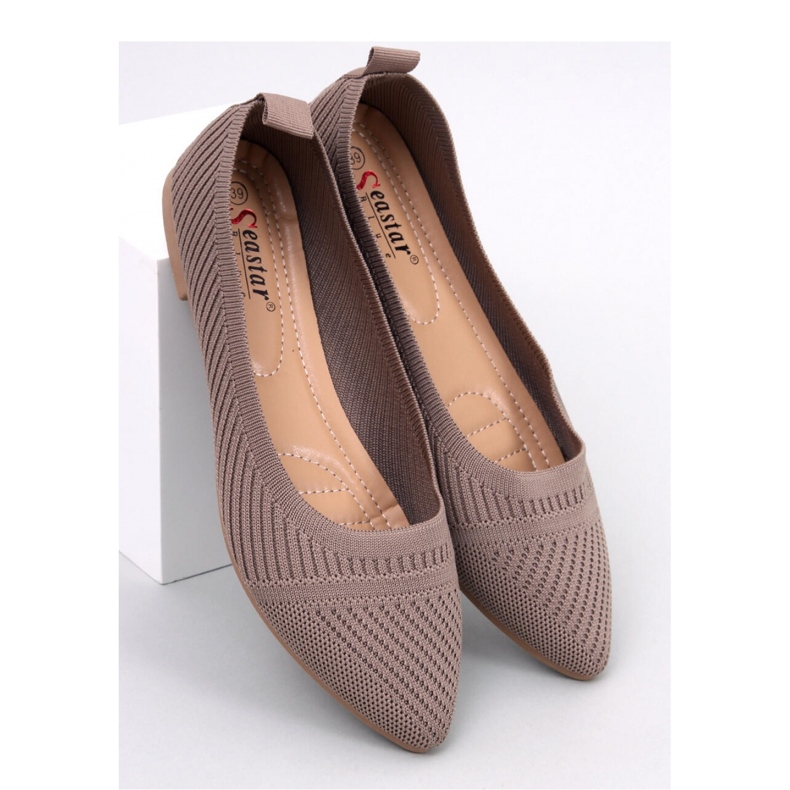 Baleriny z tkanego materiału Kayla Khaki - Inello brązowe