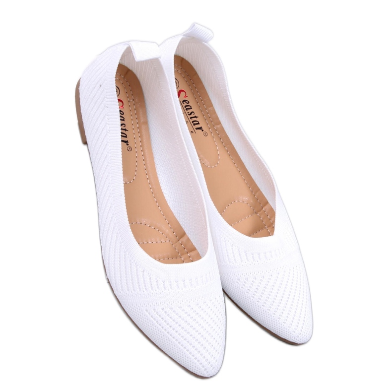 Baleriny z tkanego materiału  White białe