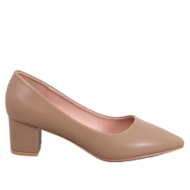 Czółenka na niskim obcasie Khaki brązowe