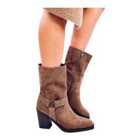 Botki zamszowe kowbojki  Khaki brązowe