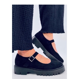 Baleriny na platformie z paseczkami Holmess Black - Inello czarne