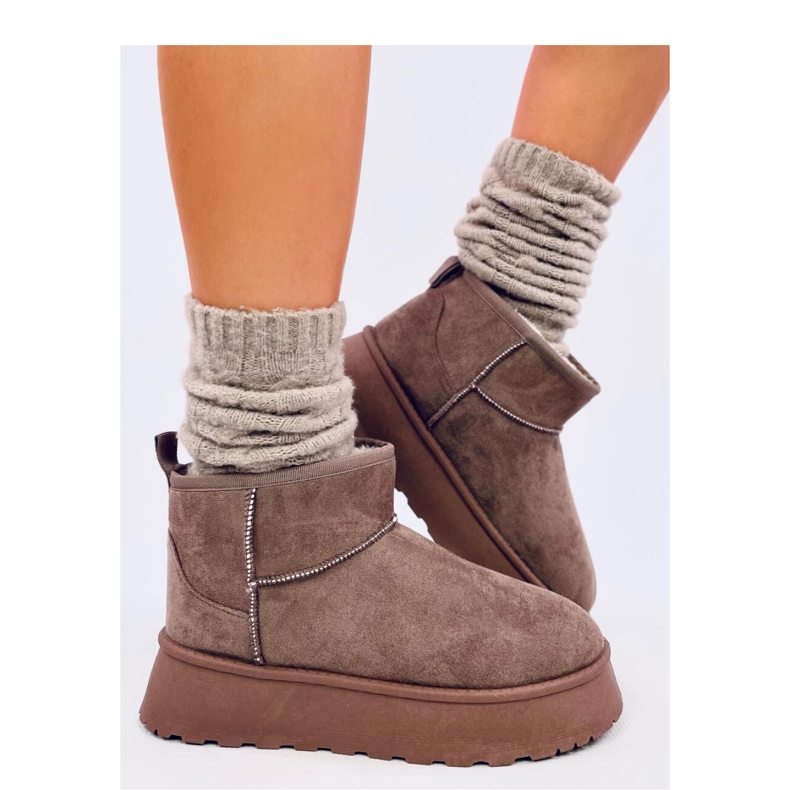 Emusy na platformie krótkie Rodmans Khaki - Inello brązowe