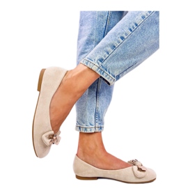 Baleriny ze złotym misiem Cranny Beige - Inello beżowy