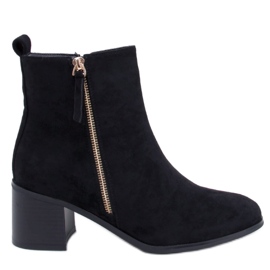 Botki zamszowe na obcasie Aguirre Black - Inello czarne