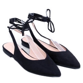 Baleriny bez pięty wiązane Dentoni Black - Inello czarne