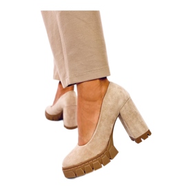 Czółenka na obcasie i platformie Angela Khaki - Inello zielone