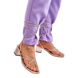 Sandały wiązane Model Secret Love LOLA5023 Gold - Step in style żółte