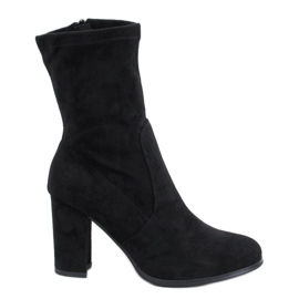 Botki na obcasie zamszowe Poulter Black czarne