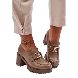 Półbuty Model Harmell 20097 Dark Beige Skóra - Step in style beżowy