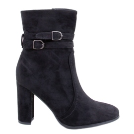 Botki zamszowe na obcasie Dianes Black czarne