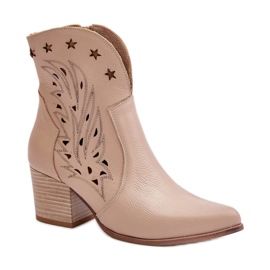 Botki Model Lewski 3613 Beige Skóra - Step in style beżowy